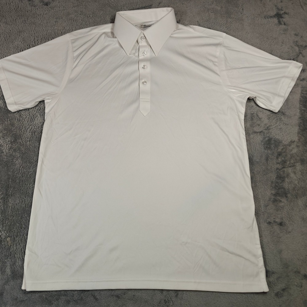 Collars & Co Dress Collar Polo Mens Small White Relaxed Fit Short Sleeve Shirt
